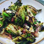 Brussels sprouts with almonds and balsamic vinaigrette.