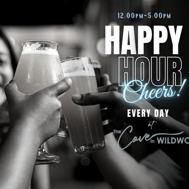 Happy hour cheers every day at core wildwood.